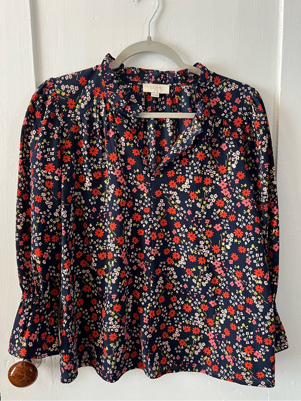 Loft Outlet Blue Floral Long Sleeve Top